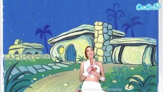 Cuki zsenge wilma flintstone cosplayben masturbál és cidázza a termetes fazsat