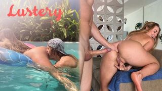 Buxom világos szőke amateur popókáját reszelik úszás után