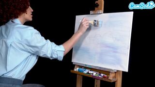 Ryan Keely bob ross cosplayban festés óráján megvadul a gigantikus cicis milf